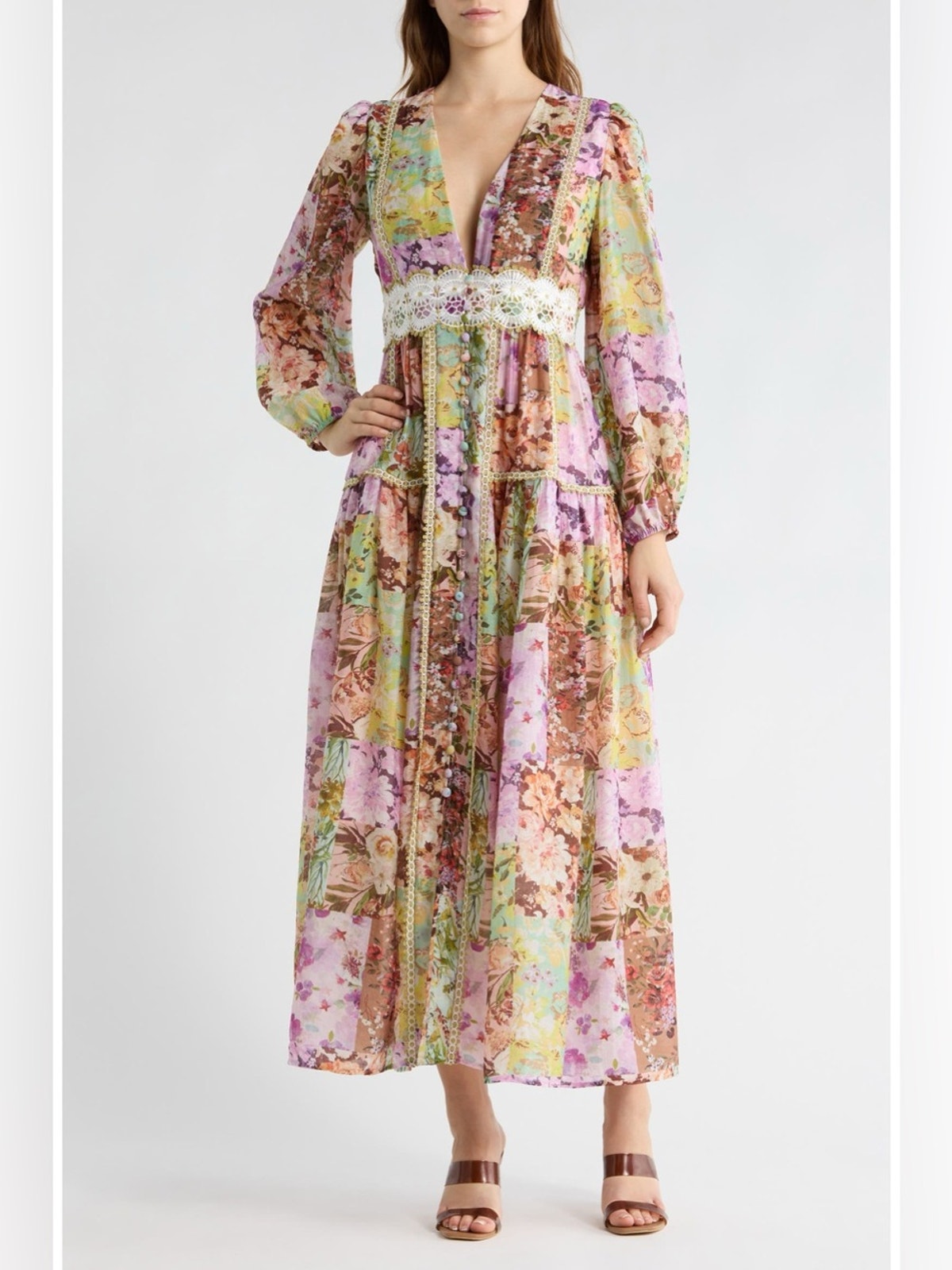 Love By Design Anna Long Sleeve Button Front Maxi Dress L